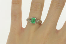 Load image into Gallery viewer, 14K 1.30 Ctw Emerald Diamond Halo Engagement Ring White Gold