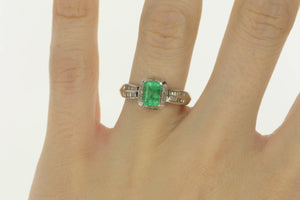 14K 1.30 Ctw Emerald Diamond Halo Engagement Ring White Gold