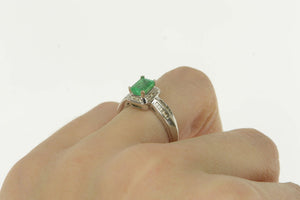 14K 1.30 Ctw Emerald Diamond Halo Engagement Ring White Gold