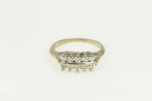 14K 0.30 Ctw 1950's Diamond Tiered Wedding Band Ring White Gold