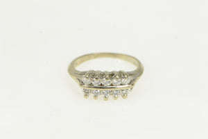14K 0.30 Ctw 1950's Diamond Tiered Wedding Band Ring White Gold