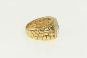 14K 1.00 Ctw Diamond Squared Cluster Men's Ring White Gold