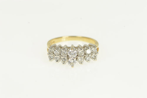 14K 1.00 Ctw Diamond Graduated Squared Cluster Ring Yellow Gold