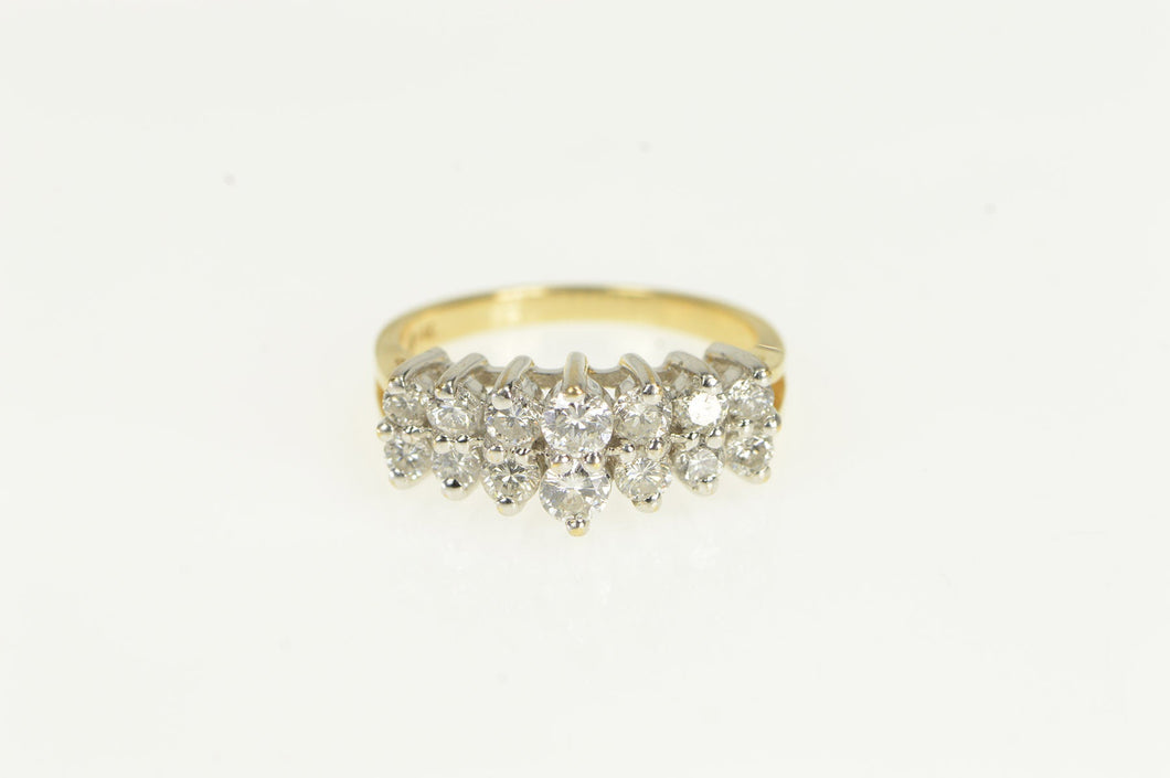 14K 1.00 Ctw Diamond Graduated Squared Cluster Ring Yellow Gold