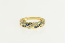 Load image into Gallery viewer, 14K Princess Sapphire Diamond Statement Band Ring Yellow Gold