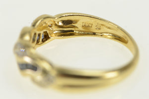 14K Princess Sapphire Diamond Statement Band Ring Yellow Gold