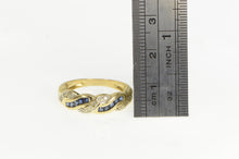 Load image into Gallery viewer, 14K Princess Sapphire Diamond Statement Band Ring Yellow Gold