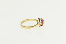 Load image into Gallery viewer, 14K Pink Sapphire Diamond Flower Cluster Bypass Ring Yellow Gold