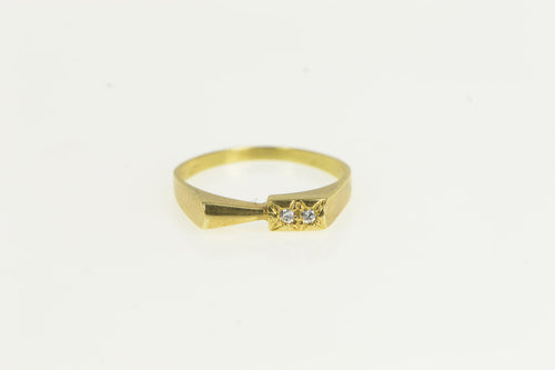 14K Squared Diamond Men's Ornate Statement Ring Yellow Gold