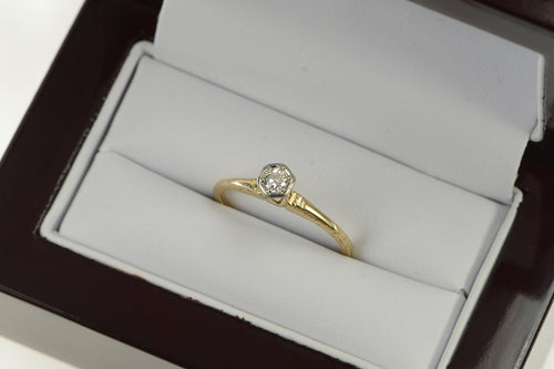 14K 0.17 Ct Victorian Old European Cut Diamond Ring Yellow Gold