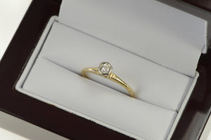 14K 0.17 Ct Victorian Old European Cut Diamond Ring Yellow Gold