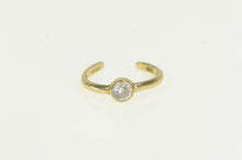 Load image into Gallery viewer, 10K Round Solitaire Vintage CZ Open Back Toe Ring Yellow Gold