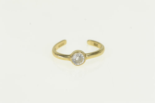 10K Round Solitaire Vintage CZ Open Back Toe Ring Yellow Gold