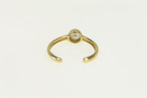 10K Round Solitaire Vintage CZ Open Back Toe Ring Yellow Gold