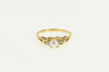 Load image into Gallery viewer, 14K Pearl Diamond Vintage Classic Statement Ring Yellow Gold