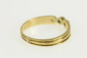 14K 1940's Emerald Diamond Accent Vintage Ring Yellow Gold
