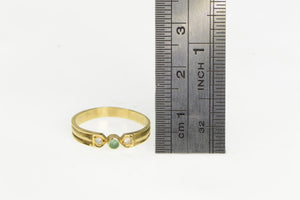 14K 1940's Emerald Diamond Accent Vintage Ring Yellow Gold