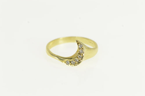 14K 1950's Diamond Curve Wavy Statement Band Ring Yellow Gold