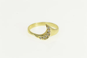 14K 1950's Diamond Curve Wavy Statement Band Ring Yellow Gold