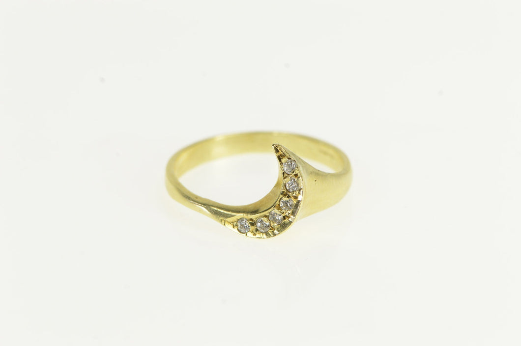 14K 1950's Diamond Curve Wavy Statement Band Ring Yellow Gold