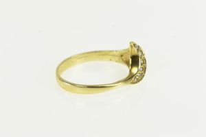 14K 1950's Diamond Curve Wavy Statement Band Ring Yellow Gold