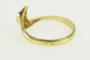 14K 1950's Diamond Curve Wavy Statement Band Ring Yellow Gold