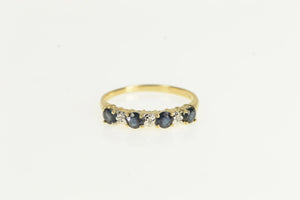 14K Classic Diamond Sapphire Wedding Band Ring Yellow Gold