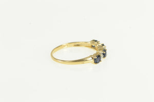 14K Classic Diamond Sapphire Wedding Band Ring Yellow Gold