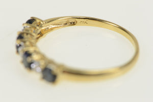 14K Classic Diamond Sapphire Wedding Band Ring Yellow Gold