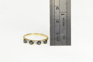 14K Classic Diamond Sapphire Wedding Band Ring Yellow Gold