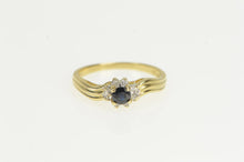 Load image into Gallery viewer, 14K Sapphire Diamond Halo Classic Engagement Ring Yellow Gold