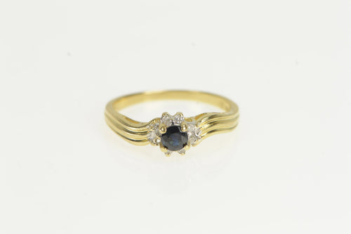 14K Sapphire Diamond Halo Classic Engagement Ring Yellow Gold