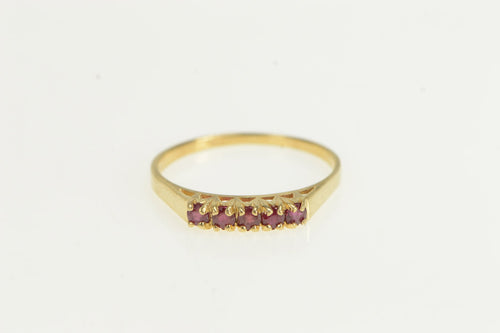 14K Natural Ruby Classic Vintage Statement Band Ring White Gold