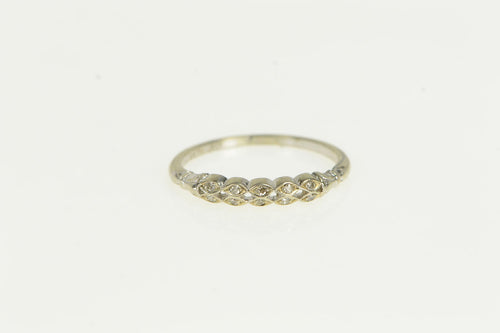 14K Art Deco Diamond Classic Wedding Band Ring White Gold