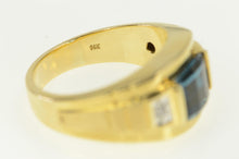 Load image into Gallery viewer, 14K Men&#39;s Blue Topaz Diamond Accent Statement Ring Yellow Gold
