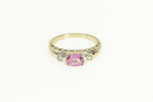 14K Pink Sapphire Diamond Accent Engagement Ring White Gold