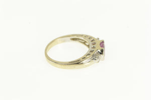 14K Pink Sapphire Diamond Accent Engagement Ring White Gold