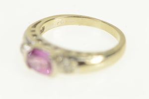 14K Pink Sapphire Diamond Accent Engagement Ring White Gold