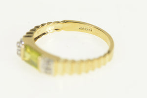 14K Emerald Cut Peridot Diamond Accent Ring Yellow Gold