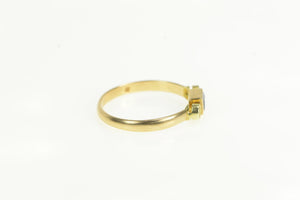 14K Emerald Cut Sapphire Diamond Accent Vintage Ring Yellow Gold