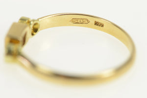 14K Emerald Cut Sapphire Diamond Accent Vintage Ring Yellow Gold