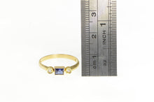 Load image into Gallery viewer, 14K Emerald Cut Sapphire Diamond Accent Vintage Ring Yellow Gold