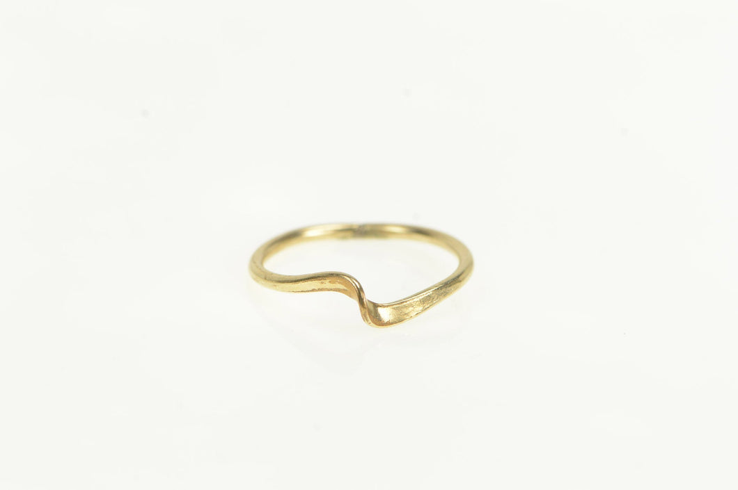 14K Wavy Curvy Bypass Vintage Statement Band Ring Yellow Gold