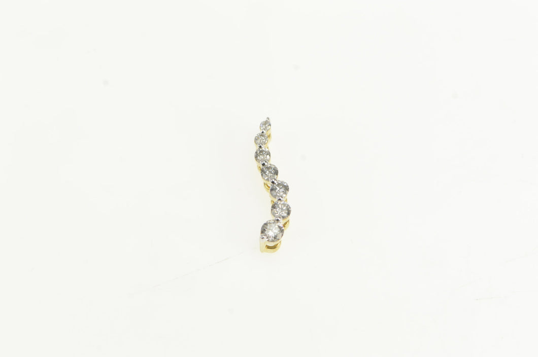 10K Graduated Diamond Wavy Journey Symbol Pendant Yellow Gold