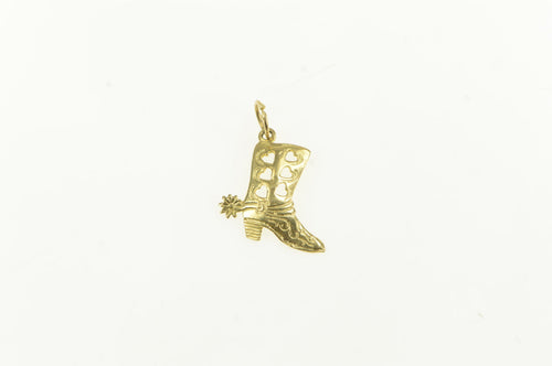 14K Heart Cowboy Boot Southern Motif Cowgirl Charm/Pendant Yellow Gold