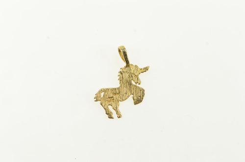 14K Diamond Cut Unicorn Unique Symbol Charm/Pendant Yellow Gold