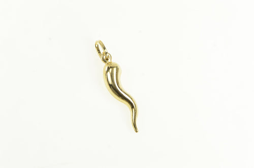 14K Traditional Italian Horn Protection Symbol Charm/Pendant Yellow Gold