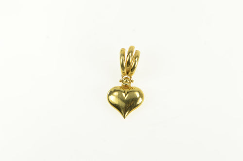 18K Puffy Heart Vintage Love Symbol Valentine Charm/Pendant Yellow Gold
