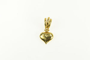 18K Puffy Heart Vintage Love Symbol Valentine Charm/Pendant Yellow Gold