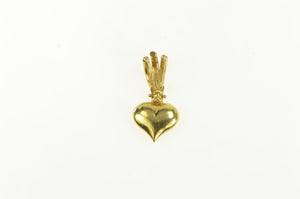 18K Puffy Heart Vintage Love Symbol Valentine Charm/Pendant Yellow Gold